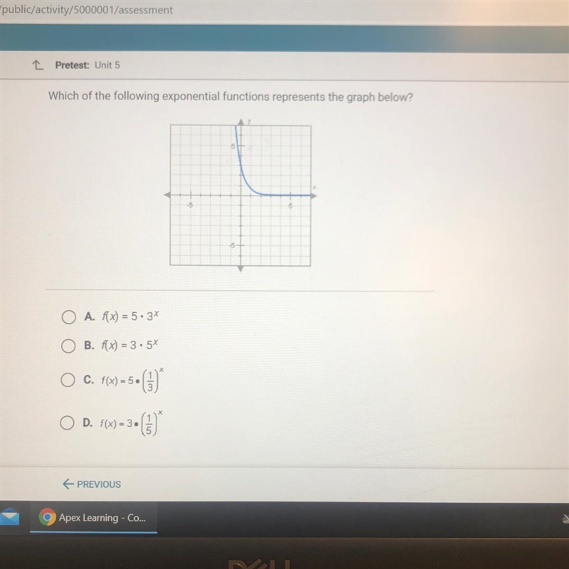 Which of the following exponential functions represents the graph below?-example-1