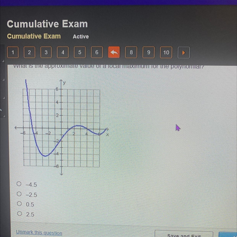 What is the approximate value of a local maximum for the polynomial-example-1