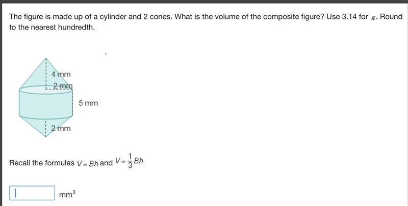 Please help!!!!!!! 50 points!!!!! The figure is made up of a cylinder and 2 cones-example-1