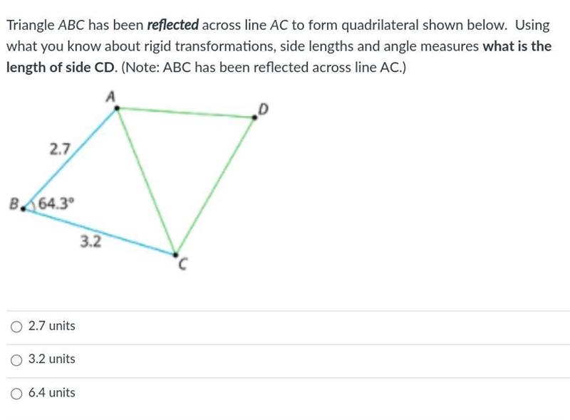 Triangle ABC has been reflected across line AC-example-1