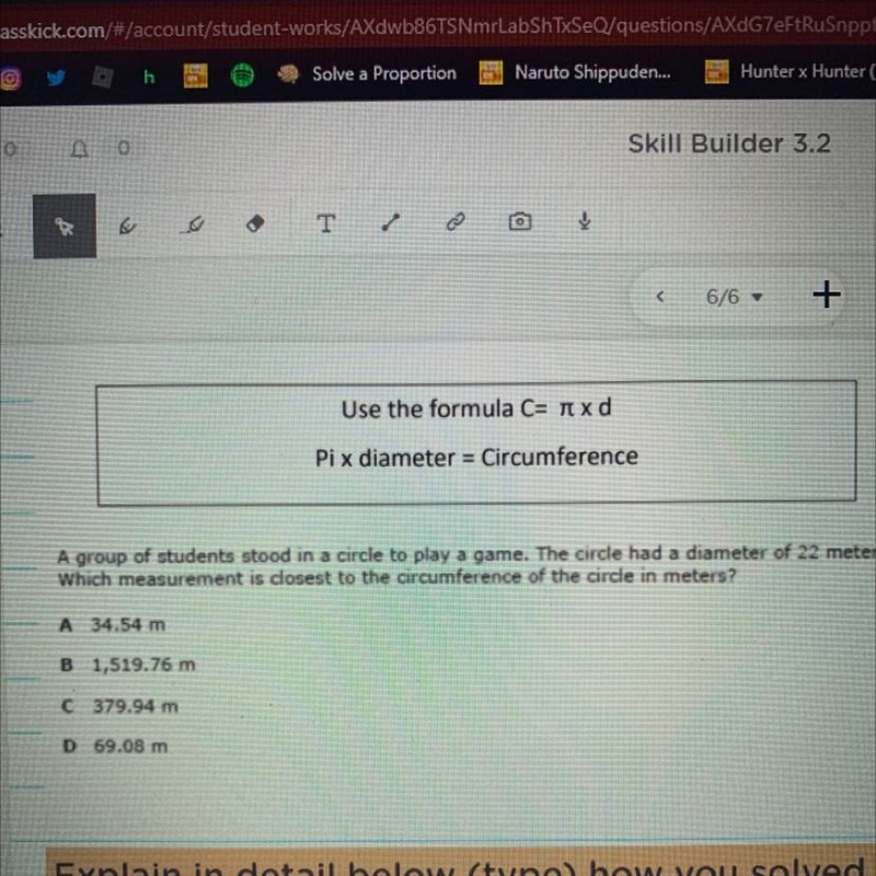 Use the formula C= dxd Pix diameter = Circumference A group of students stood in a-example-1