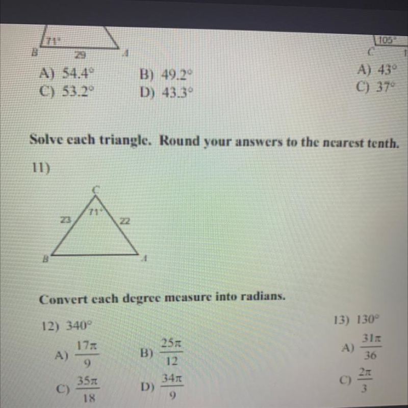 Solve cach triangle. Round your answers to the nearest tenth.-example-1