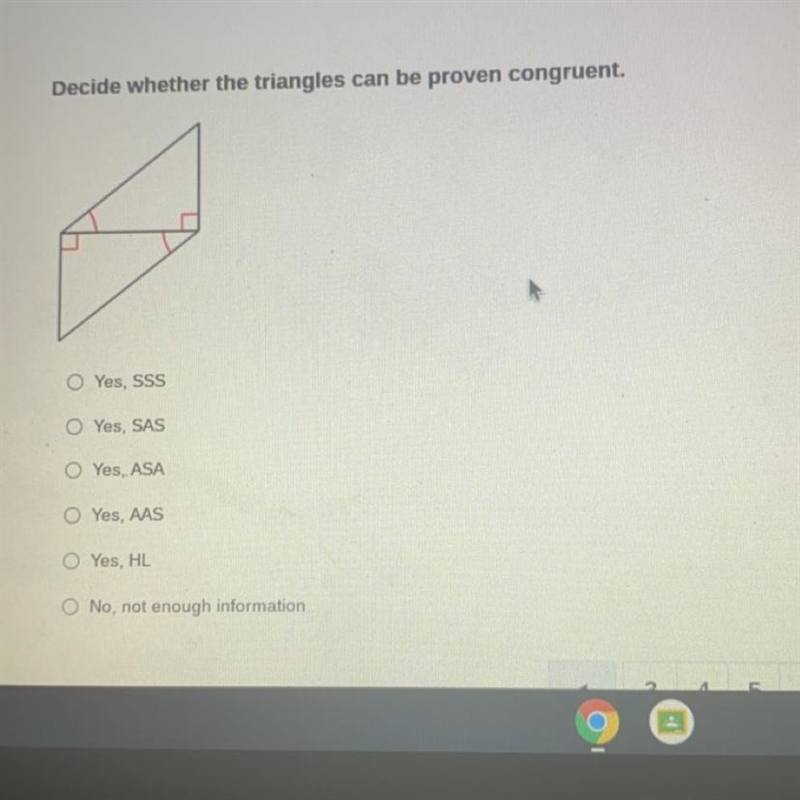 Decide whether the triangle can be proven congruent I need help-example-1