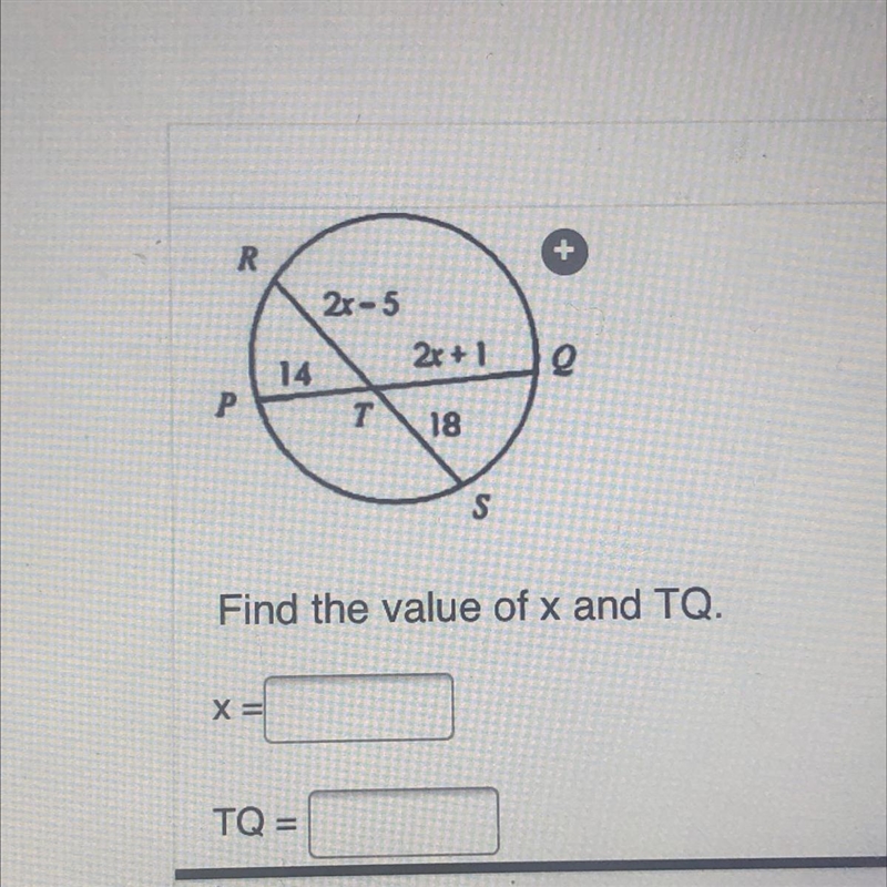 Find the value of X and TQ-example-1