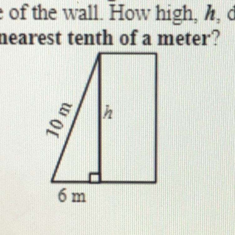 A 10-meter ladder leans against the wall. It is 5 meters from the base of the wall-example-1