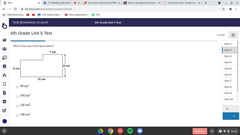 What is the area of the figure below?-example-1