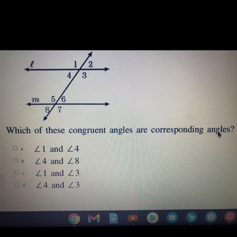 Help plz! The Corresponding Angles Conjecture states that if two parallel lines are-example-1