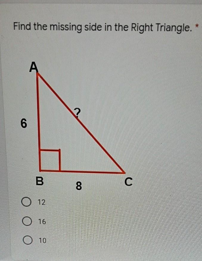 Find the missing side of The Triangle ​-example-1