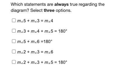 Which statements are always true regarding the diagram? Select three options.-example-2