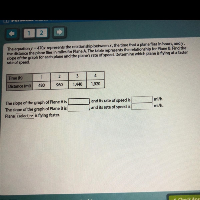 25 POINTS!!! The equation y=470x represents the relationship between x, the time that-example-1