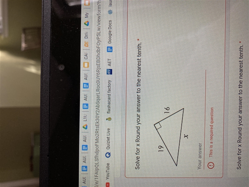 Solve for x round your answer and to the nearest tenth-example-1