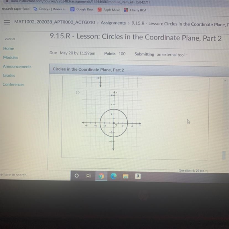 Identify the graph of the equation (x+1)2 + (y - 3)2 = 9.-example-1