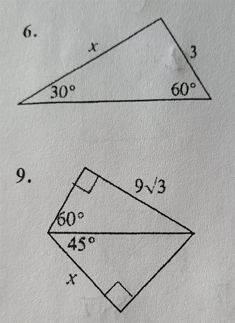 Find the value of x for both problems.​-example-1