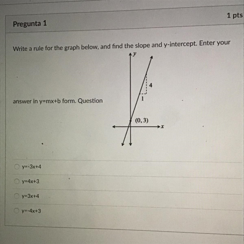 Write a rule for the graph below, and find the slope and y-intercept. Enter your answer-example-1