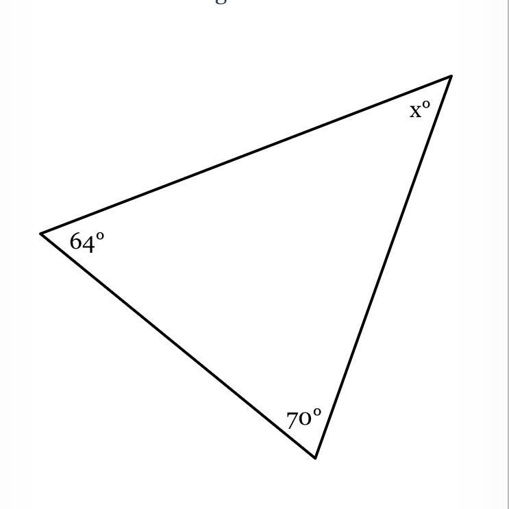 The measures of the angles of a triangle are shown in the figure below. Solve for-example-1