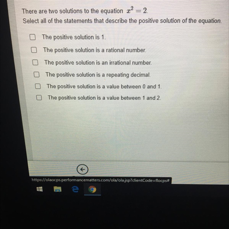 There are two solutions to the equation 22 = 2. Select all of the statements that-example-1