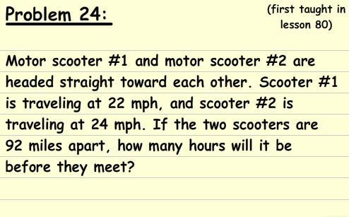 If the two scooters are 92 miles apart, how many hours will it be before they meet-example-1