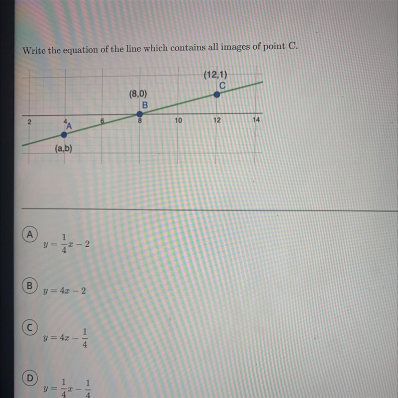 Write the equation of the line which contains all images of point C.-example-1