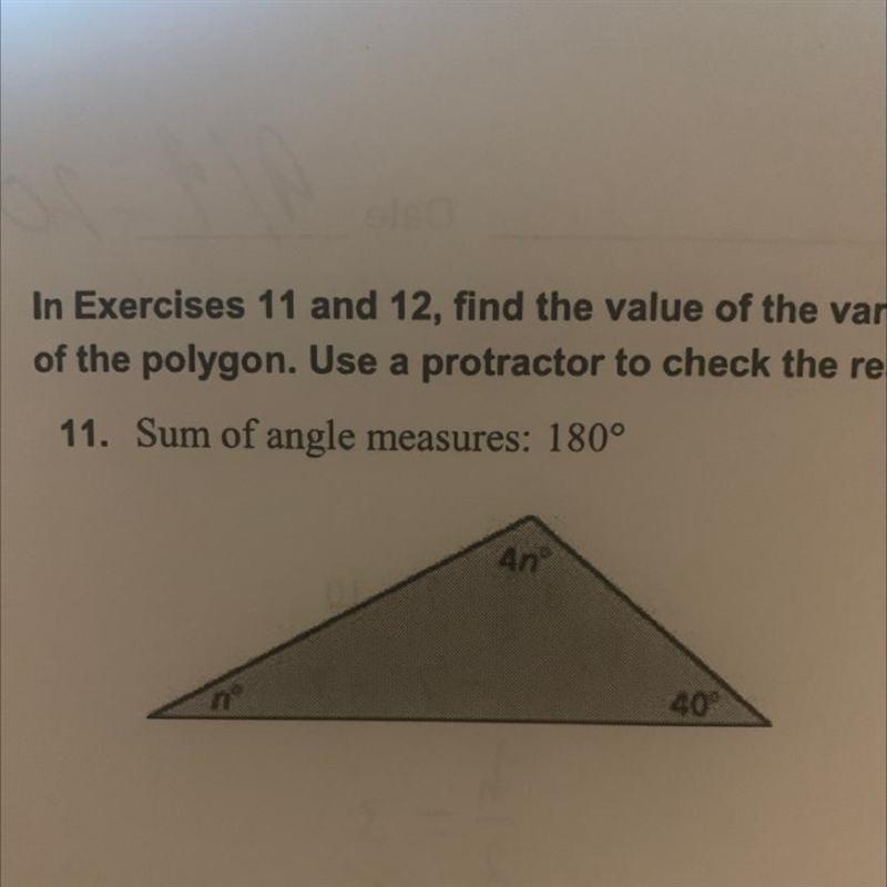 11. Sum of angle measures: 180°-example-1