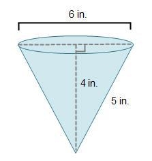 Which expression represents the area of the base of the cone? A cone with diameter-example-1