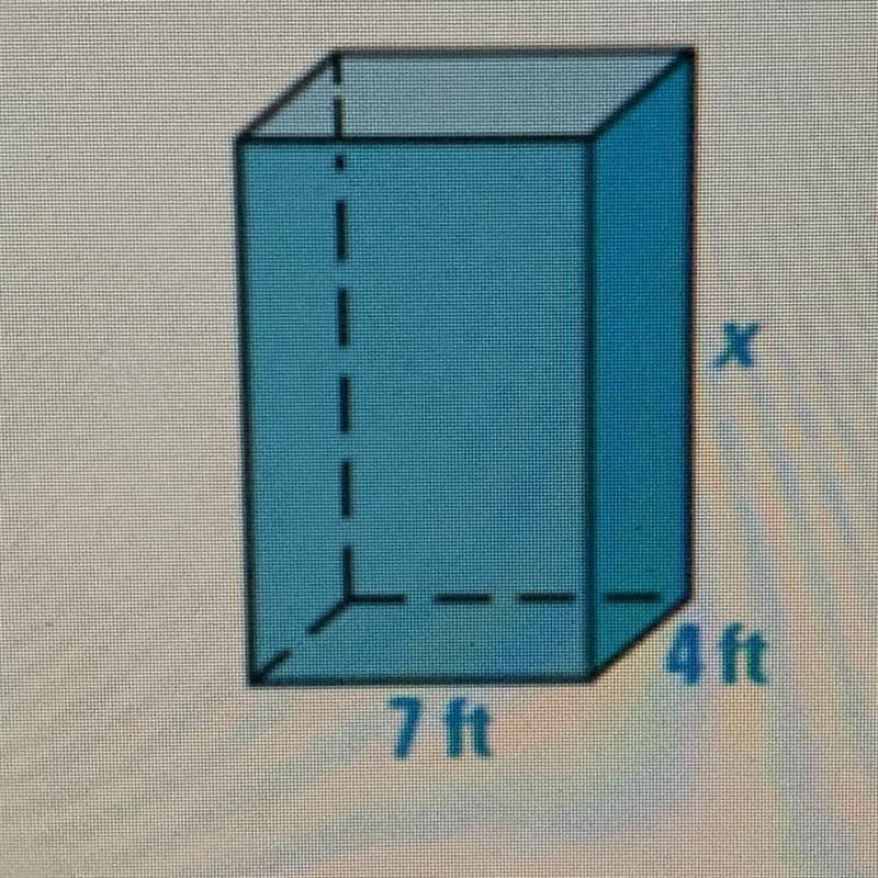 Solve for X when the surface area is 298ft^2-example-1