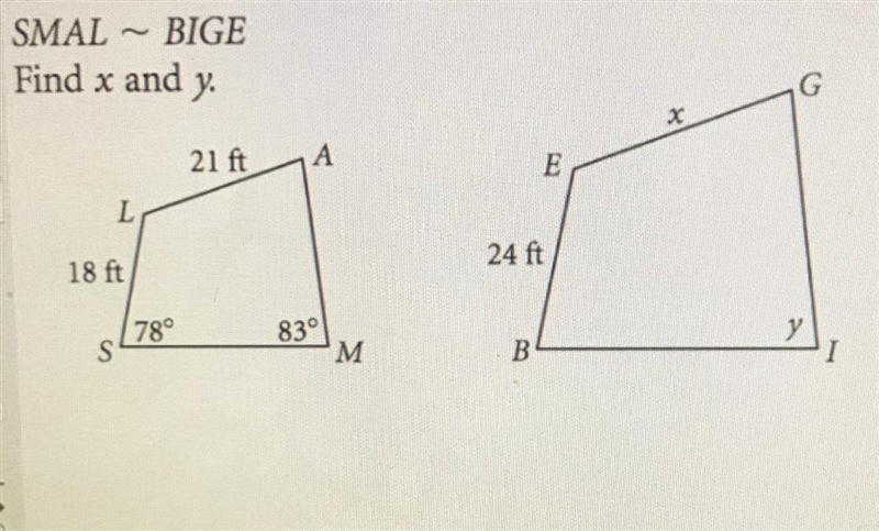 PLEASEEEE HELPPP!!! FIND THE VALUE OF X AND Y-example-1