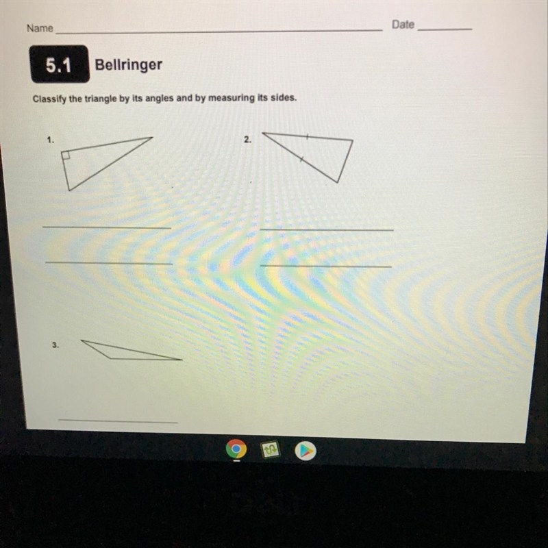 Classify the triangle by it’s angles and by measuring its sides.-example-1