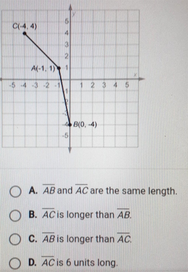 Which of the following statements about AB and AC is true?​-example-1