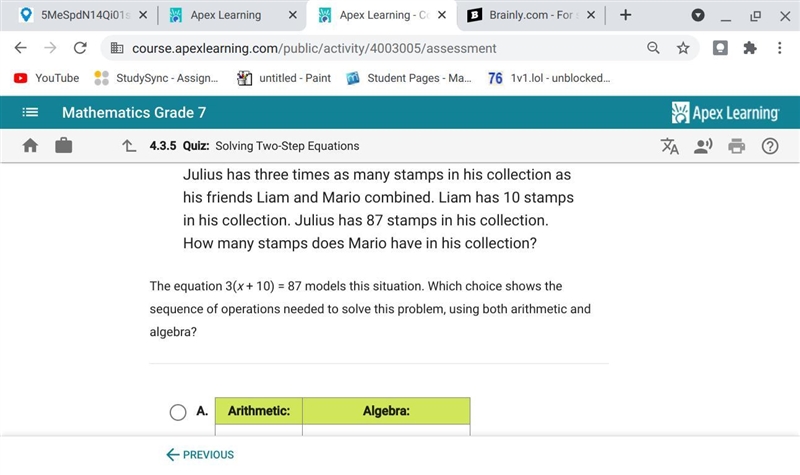 Can some one plz help me anwer choices are x =77/3 x=19 x=19 x=77/3 thats it-example-1