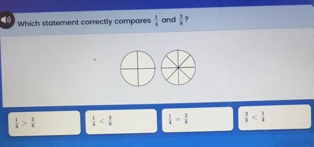 Which statement correctly compares 1/3 and 3/8????-example-1