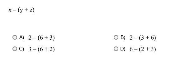 Which numerical expression is obtained by substituting x= 2, y= 6, and z = 3 into-example-1