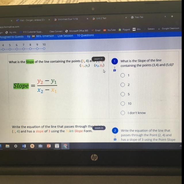 What is the Slope of the line containing the points (3,4) and (5,6)? Please help-example-1