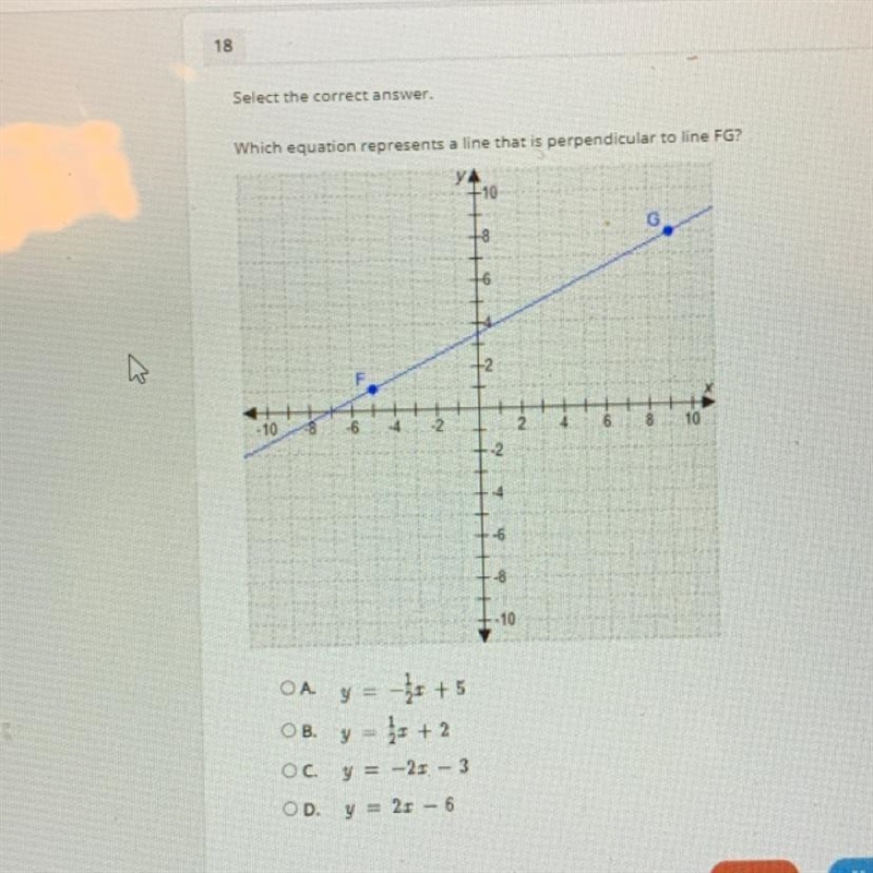 Which equation represents a line that is perpendicular to line FG-example-1