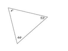 What is the measure of angle x? A 44° B 53° C 83° D 180°-example-1