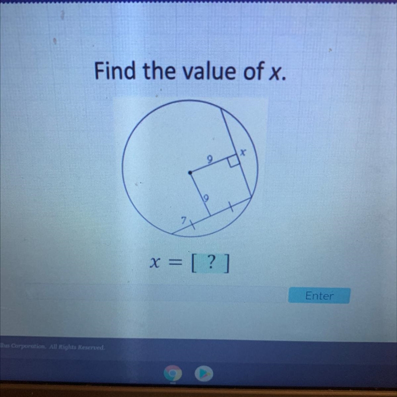 Find the value of x. x 9 x = [?]-example-1