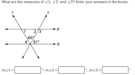 What are the measures of ∠1, ∠2, and ∠3? Enter your answers in the boxes-example-1