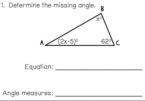 Equation: Question Blank type your answer... x + Question Blank type your answer... = 180 Angle-example-1