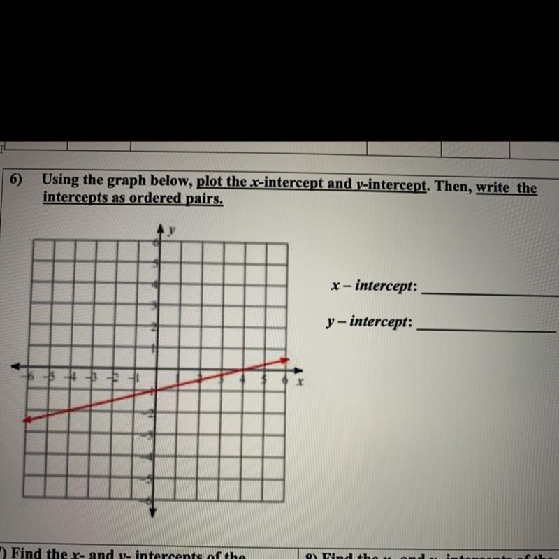 Plot the x- intercept and y- intercept. then write the intercepts as ordered pairs-example-1