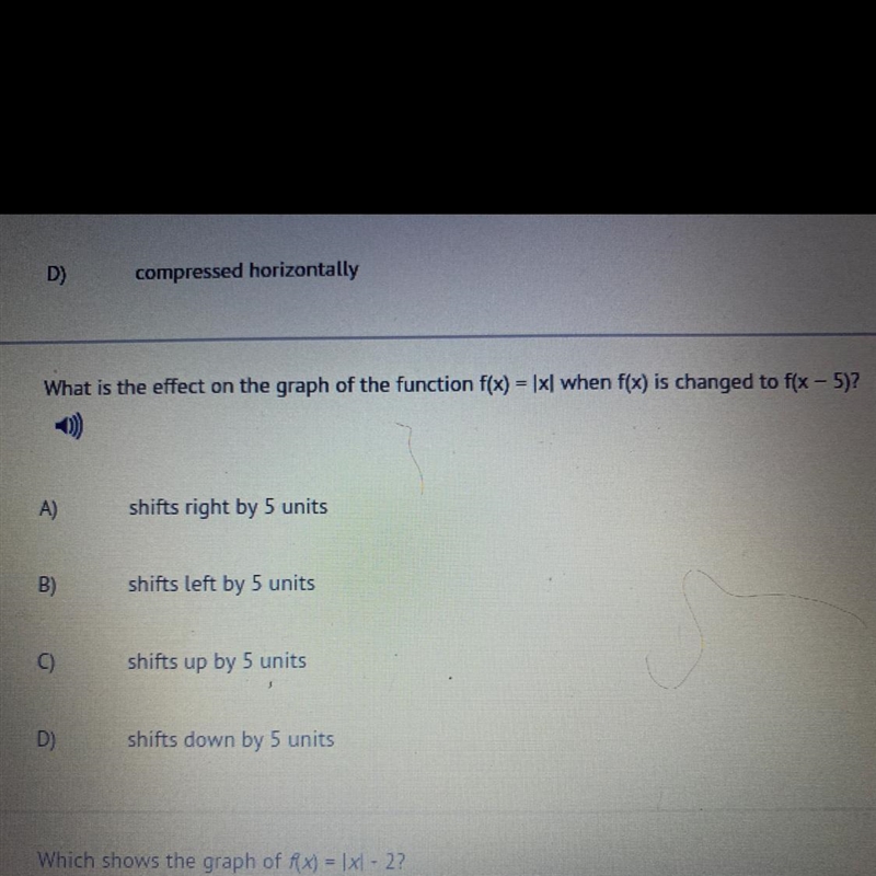 What is the effect on the graph of the function f(x) = 5xl when f(x) is changed to-example-1