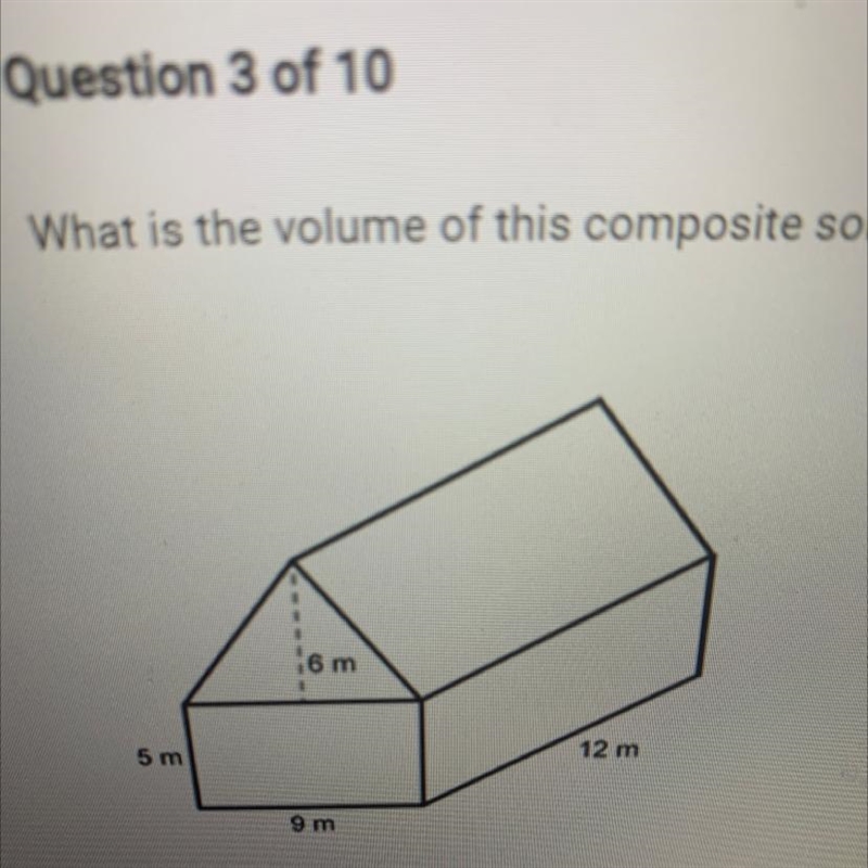 What is the volume of this composite solid? A. 1188 cubic meters B. 567 cubic meters-example-1