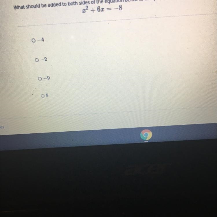 What should be added to both sides of the equation below to complete the square? x-example-1