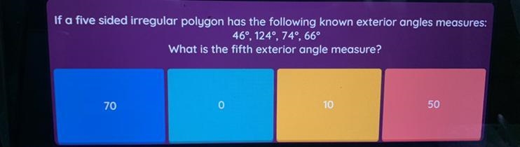 What is the fifth exterior angle measure?-example-1