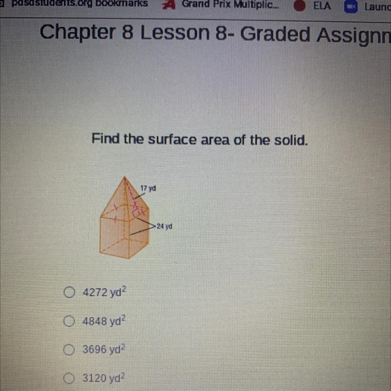 Find the surface area of the solid. 17 yd 24 yd-example-1