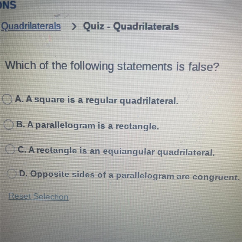 Which of the following statements is false?-example-1