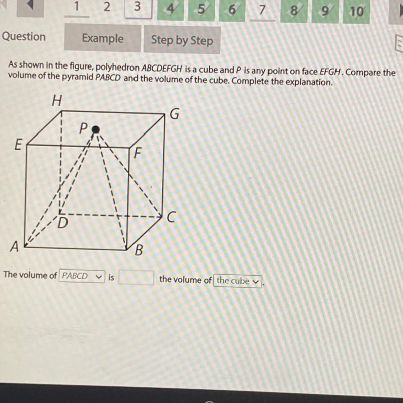 As shown in the figure, polyhedron ABCDEFGH is a cube and P is any point on face EFGH-example-1