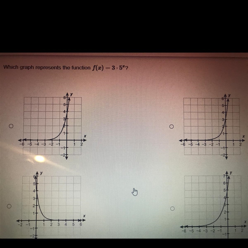 Which graph represents the function f (x) = 3 times 5 to the second power?-example-1