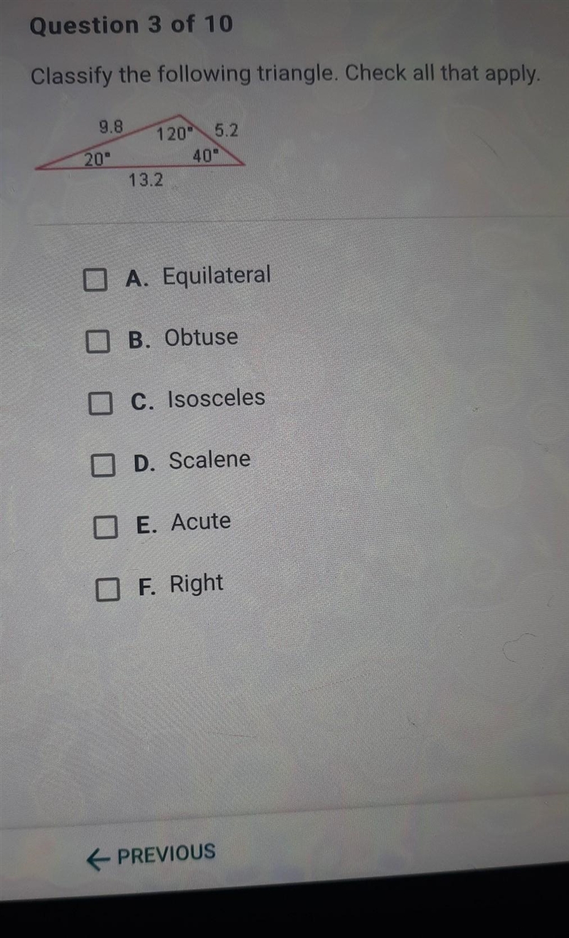 Classify the following triangle check all that apply​-example-1