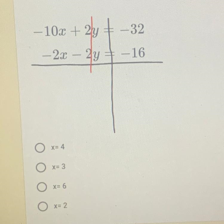 Solve for x by using the elimination method-example-1