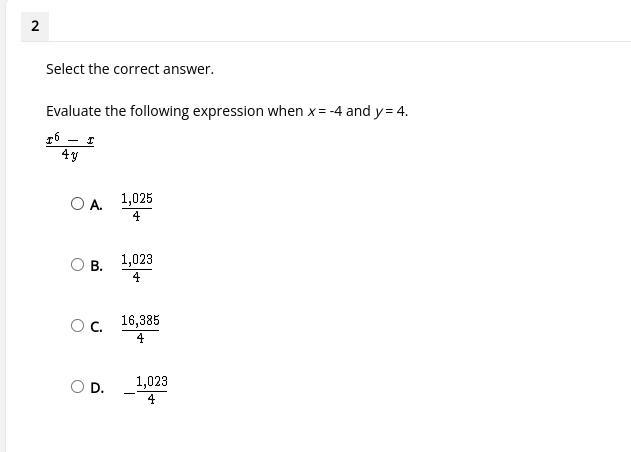 HURRY QUICK!! Evaluate the following expression when x = -4 and y = 4.-example-1