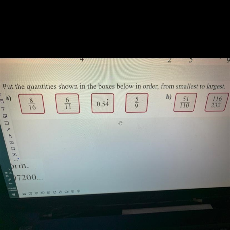 Put the quantities shown in the boxes below in order, from smallest to largest.-example-1